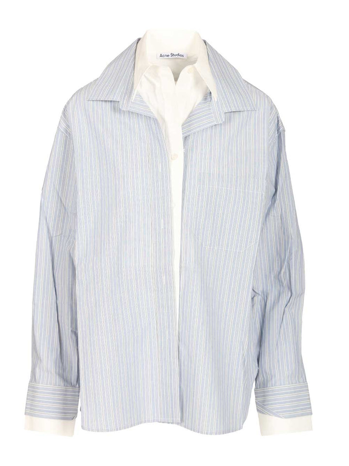 Acne Studios Soublera Pinstripe Cotton Poplin Shirt Shirts - Blue | 06a75807fdf0852a780292f7d2cf225e90ca33b1