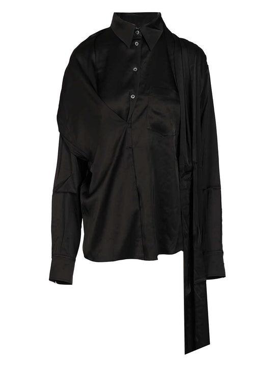 Button-Up Blouse Shirts Black