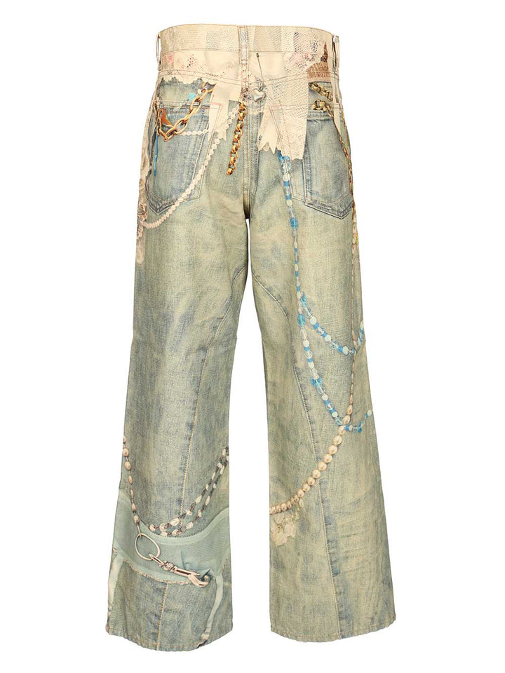 Acne Studios Loose Fit Jeans - 1981 - White/Green Trousers - White | a9bce6e616dbcd594281785d26652c6ec5eef66b