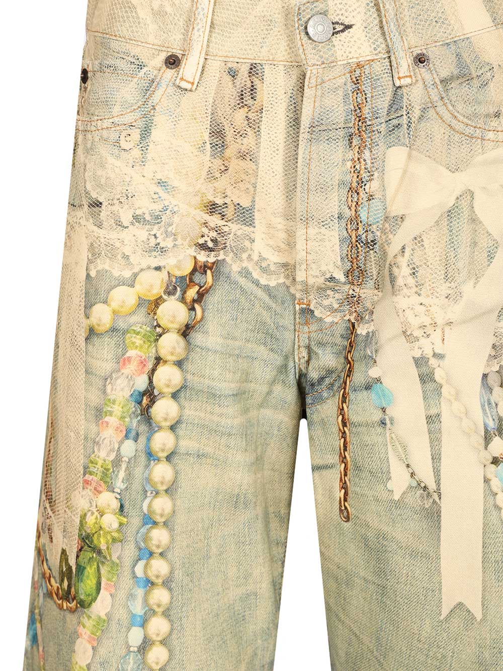 Acne Studios Loose Fit Jeans - 1981 - White/Green Trousers - White | f2f1ff1679a8d4aec9ef566819d5879a20c7ec1c