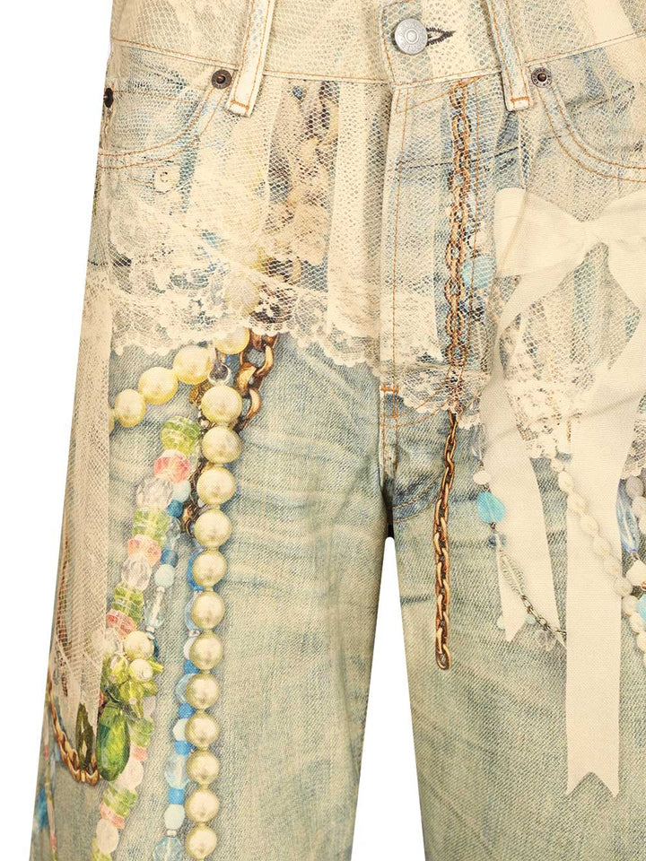 Acne Studios Loose Fit Jeans - 1981 - White/Green Trousers - White | f2f1ff1679a8d4aec9ef566819d5879a20c7ec1c