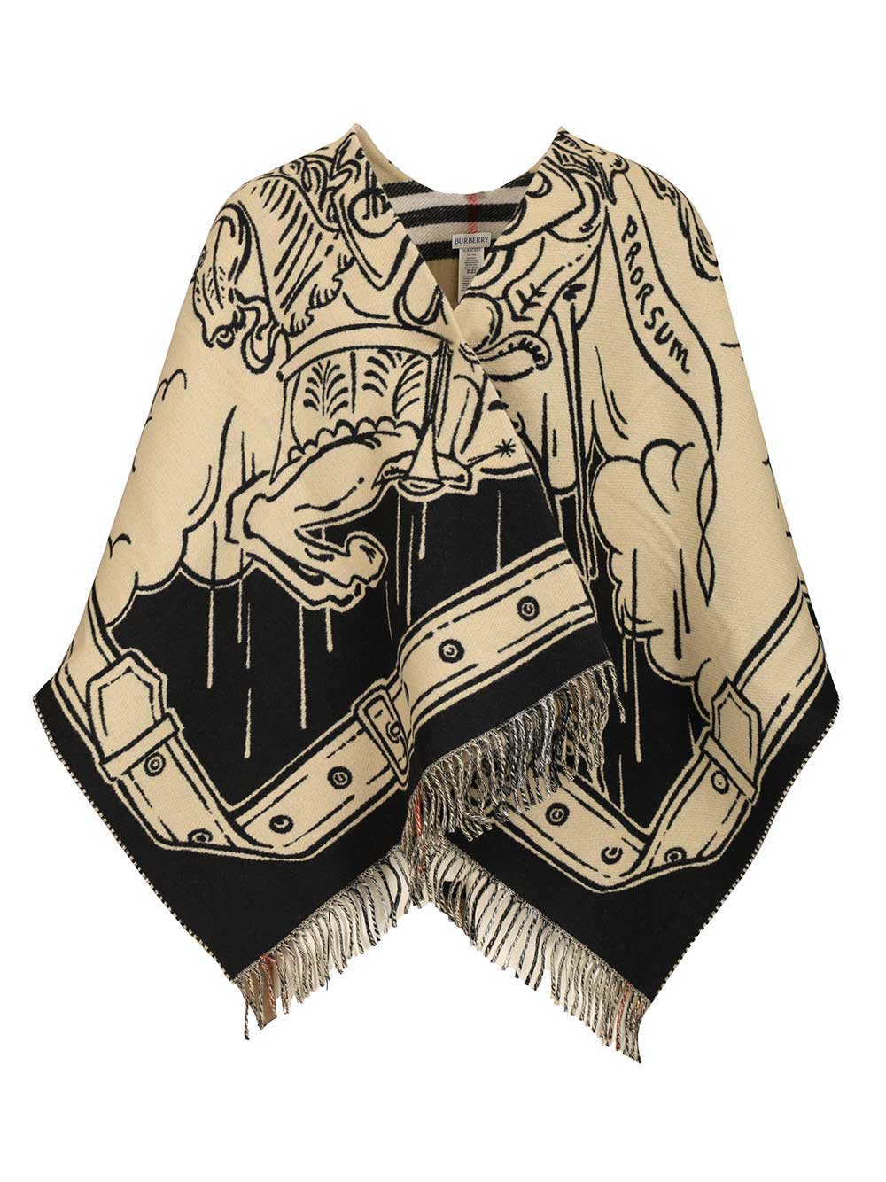 Burberry Stormy Knight Cape In Wool Scarves And Foulards - Beige | fb93d01f1debe0cf43c854afb5c292eeb5f5189c