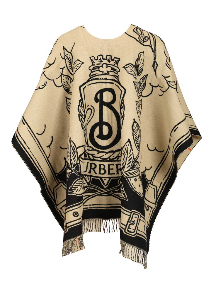 Burberry Stormy Knight Cape In Wool Scarves And Foulards - Beige | cb80792f3864328d75fbecc9ee145ccc584ae24b