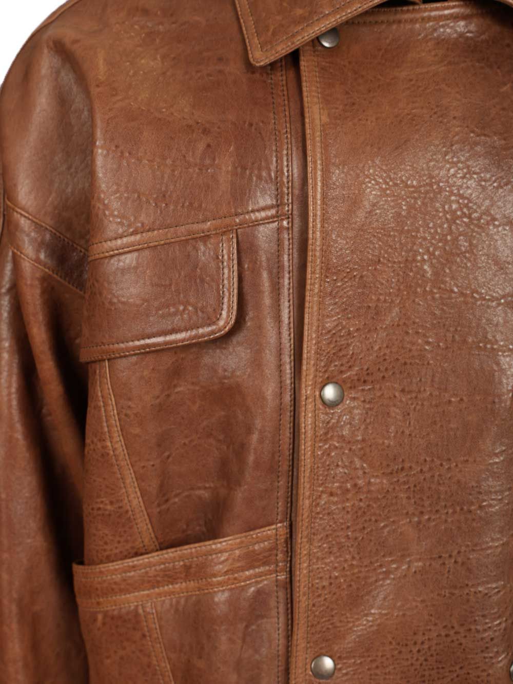 Saint Laurent Leather Jacket Jackets - Brown | f7ff1c0c0b1db5feedb0df538b8a6db19b560758