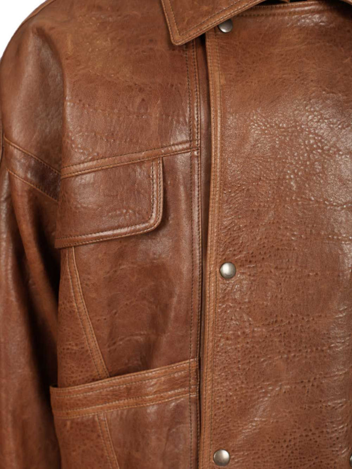 Saint Laurent Leather Jacket Jackets - Brown | f7ff1c0c0b1db5feedb0df538b8a6db19b560758