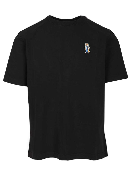 With Dressed Fox Embroidery T-Shirt Black