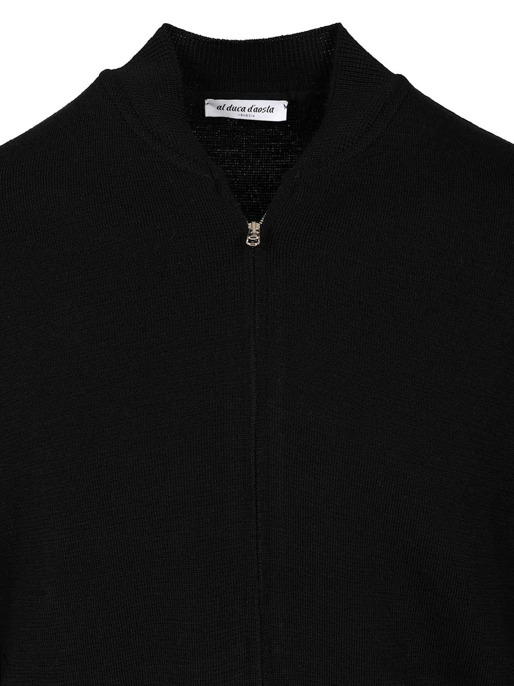 Al Duca D'Aosta Cardigan With Zip Closure Knitwear - Black | e87b83d67e9a278f55caea14cb50a792d051eb54