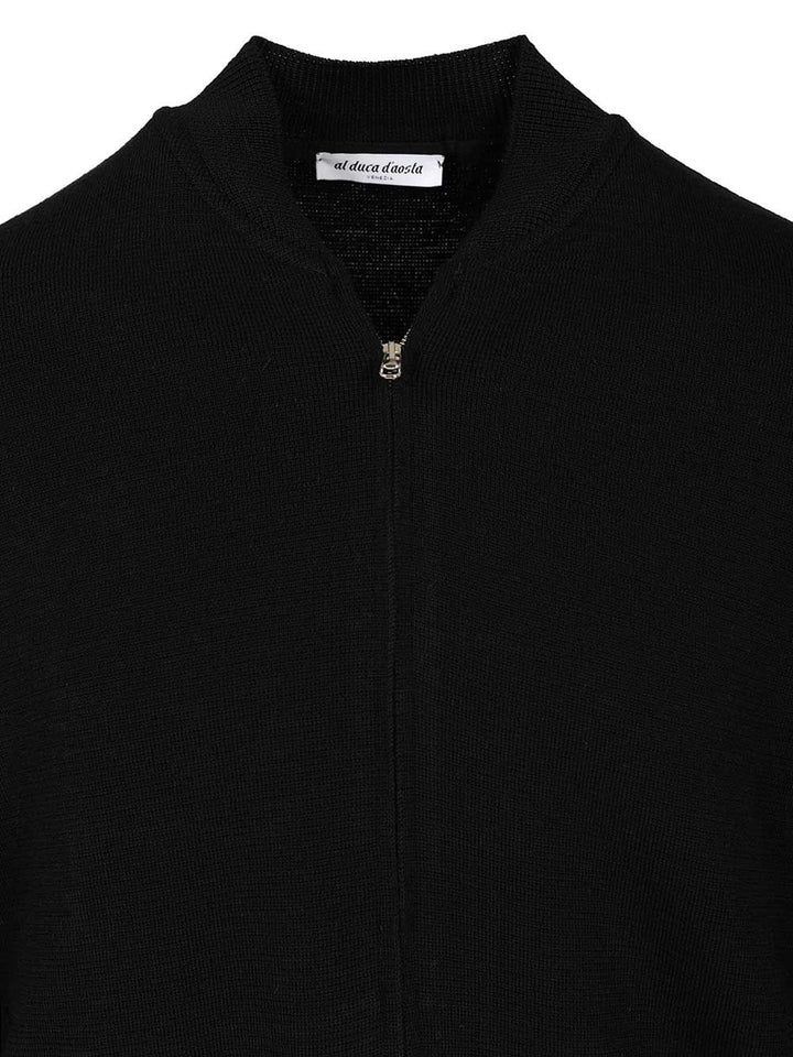 Al Duca D'Aosta Cardigan With Zip Closure Knitwear - Black | e87b83d67e9a278f55caea14cb50a792d051eb54