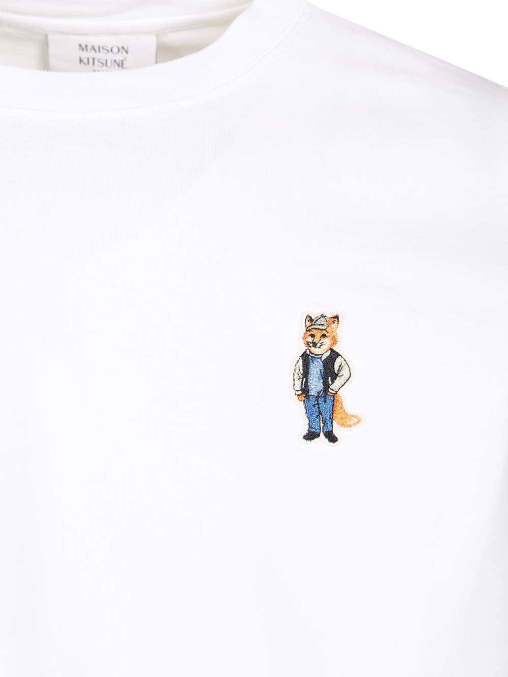 Maison KitsunÉ With Dressed Fox Embroidery T-Shirt - White | 3a6432352975b2d15d9b20253f6e193e9f9ba052
