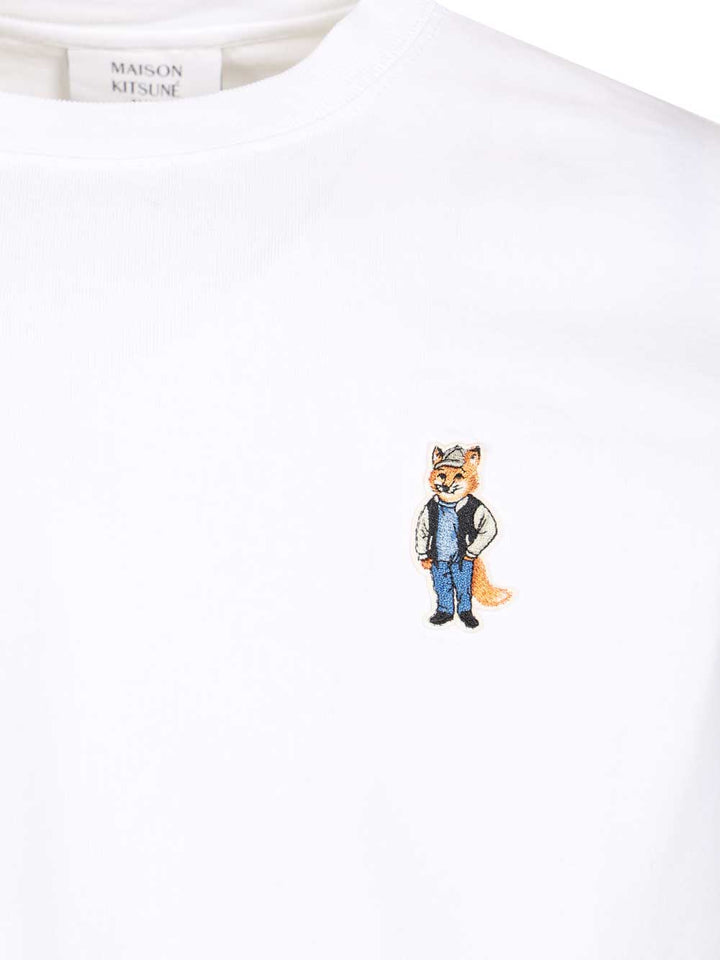 Maison KitsunÉ With Dressed Fox Embroidery T-Shirt - White | 3a6432352975b2d15d9b20253f6e193e9f9ba052