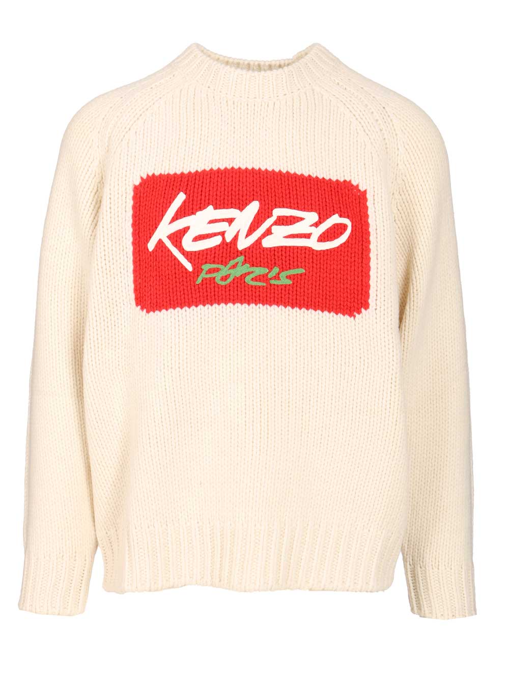 Kenzo Kenzo Futura Sweater Knitwear - White | 115f006c114dfa025ae13945000e2e9703ba8a2b