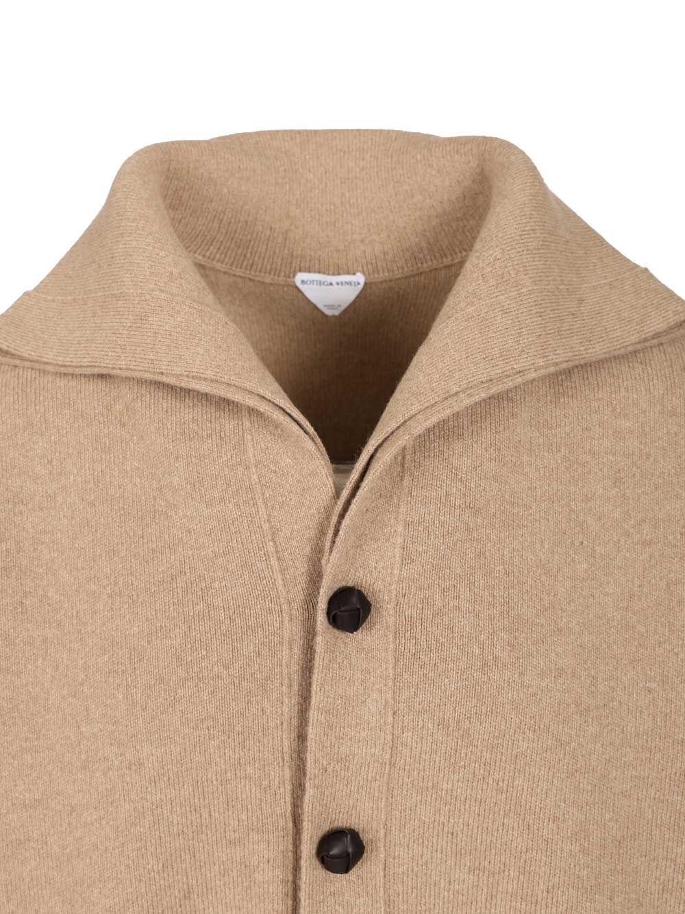 Bottega Veneta Compact Wool Cardigan Knitwear - Beige | 30e6022700de338613d4fb2fa8cf1e279d121acf
