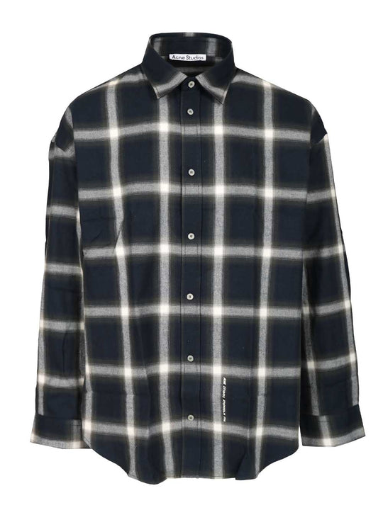 Checked Cotton Shirt Shirts Blue
