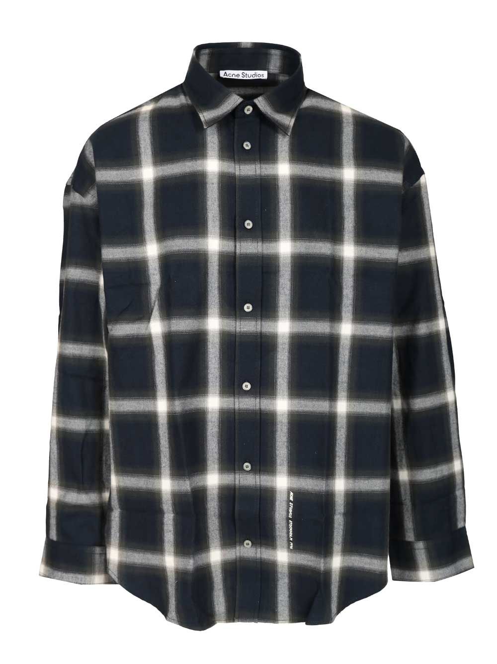 Acne Studios Checked Cotton Shirt Shirts - Blue | 13b1cc61925784ec74b10df9f7fda72fb5ed9cd3
