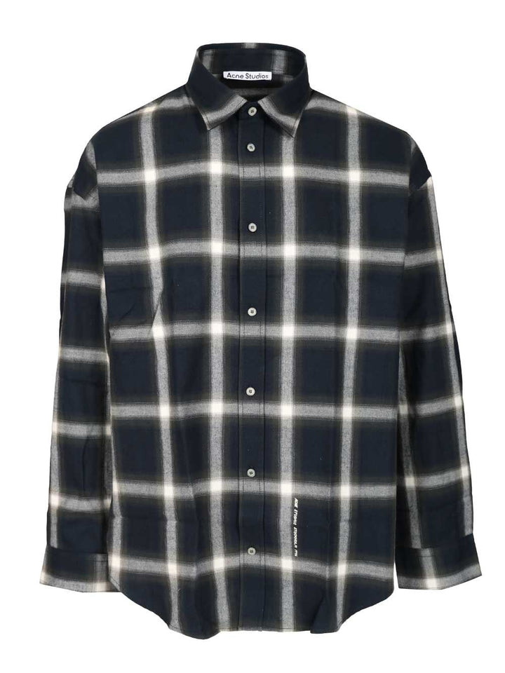 Acne Studios Checked Cotton Shirt Shirts - Blue | 13b1cc61925784ec74b10df9f7fda72fb5ed9cd3