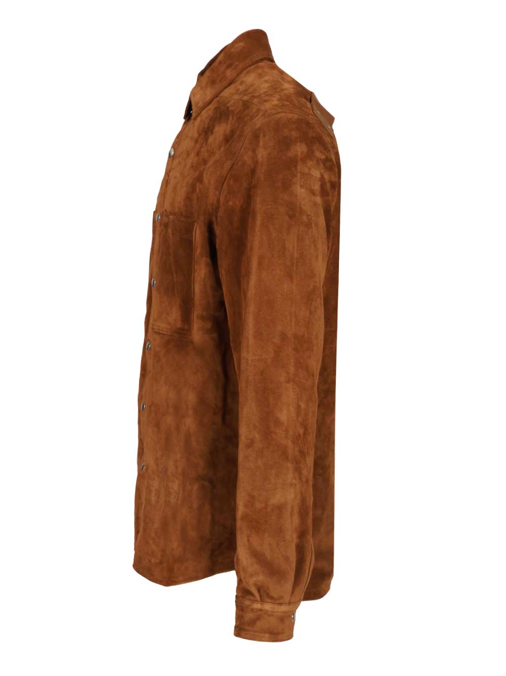 Rick Owens Suede Overshirt Jackets - Brown | 280a2a82d9e60132bed690931196badcf23915a9