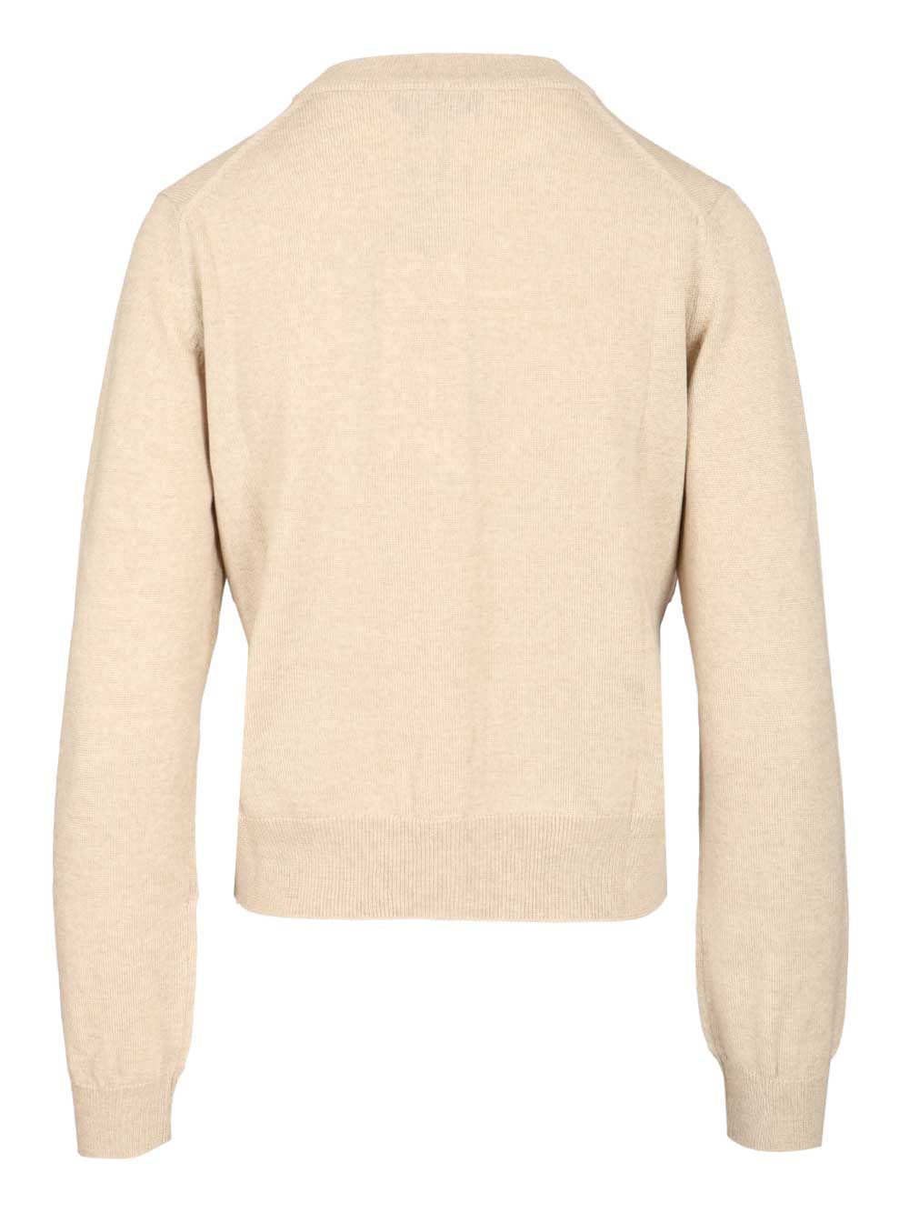 Maison KitsunÉ Baby Fox Merino Regular Cardigan Knitwear - Beige | 29b0516f0a9b23f23f2e57f72a4b384d143d7319