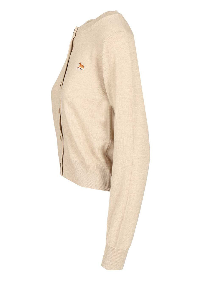Maison KitsunÉ Baby Fox Merino Regular Cardigan Knitwear - Beige | 5462e265c1a8fce60e9081936ffa8779d8a7473a