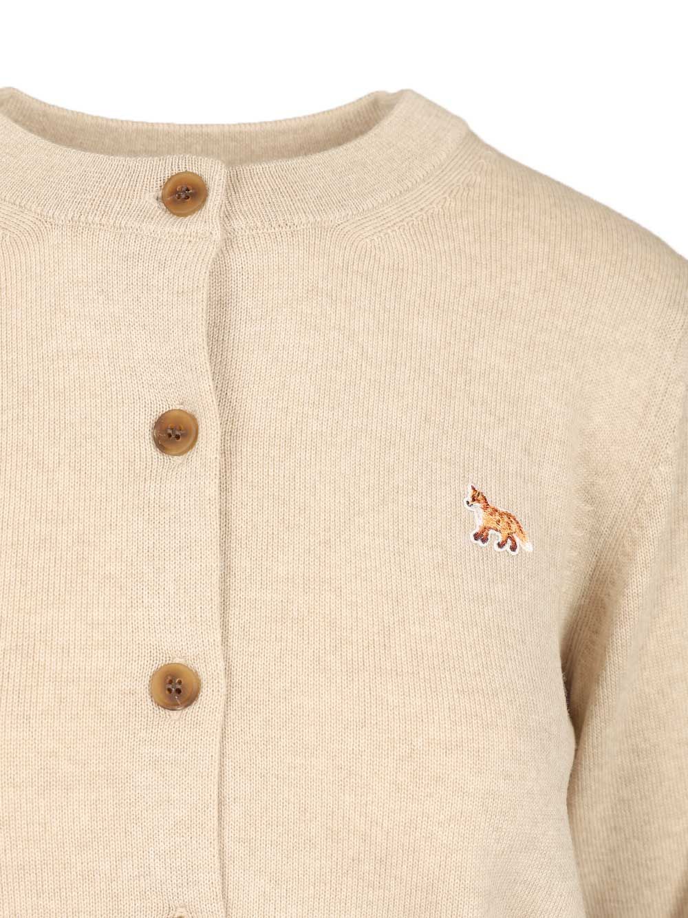 Maison KitsunÉ Baby Fox Merino Regular Cardigan Knitwear - Beige | 1d18bd0e4490fc7f6e4b57aa9419d903e4eb3353