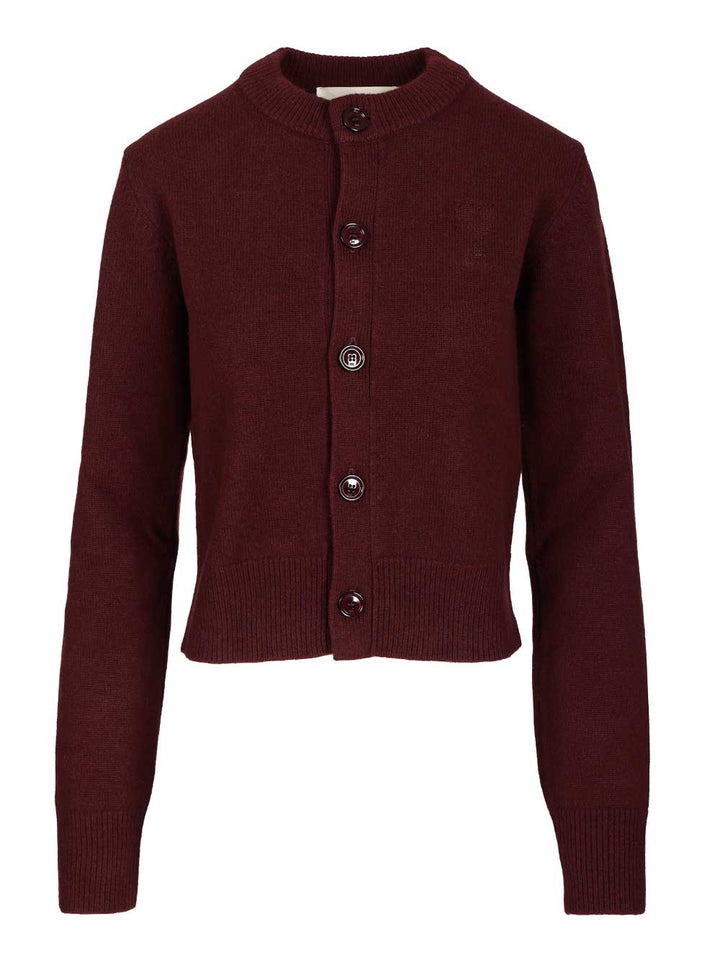 Ami Crew Neck Cardigan Knitwear - Black | 392879b28d12b551e083c7ad04c1958a874a8717