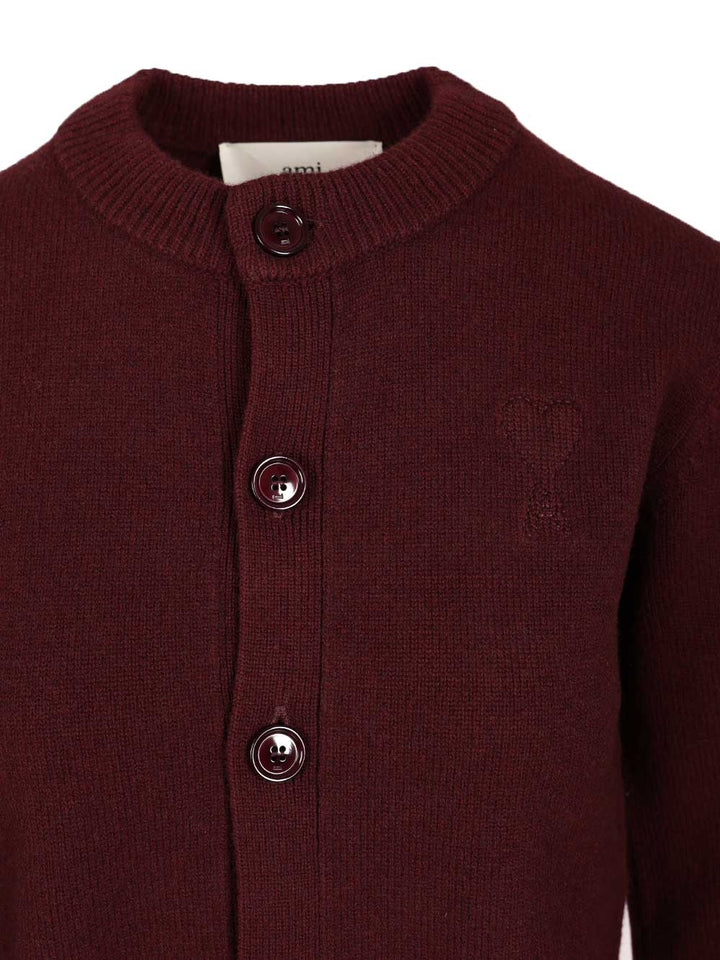Ami Crew Neck Cardigan Knitwear - Black | f5feadf3133497d1b60e42dcae8a4da74577eafb