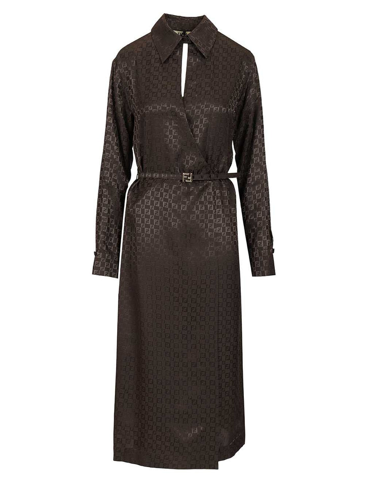 Fendi Midi Shirt Dress Dresses - Brown | 1795113de087e75551fc5b49e028020a8674f32b