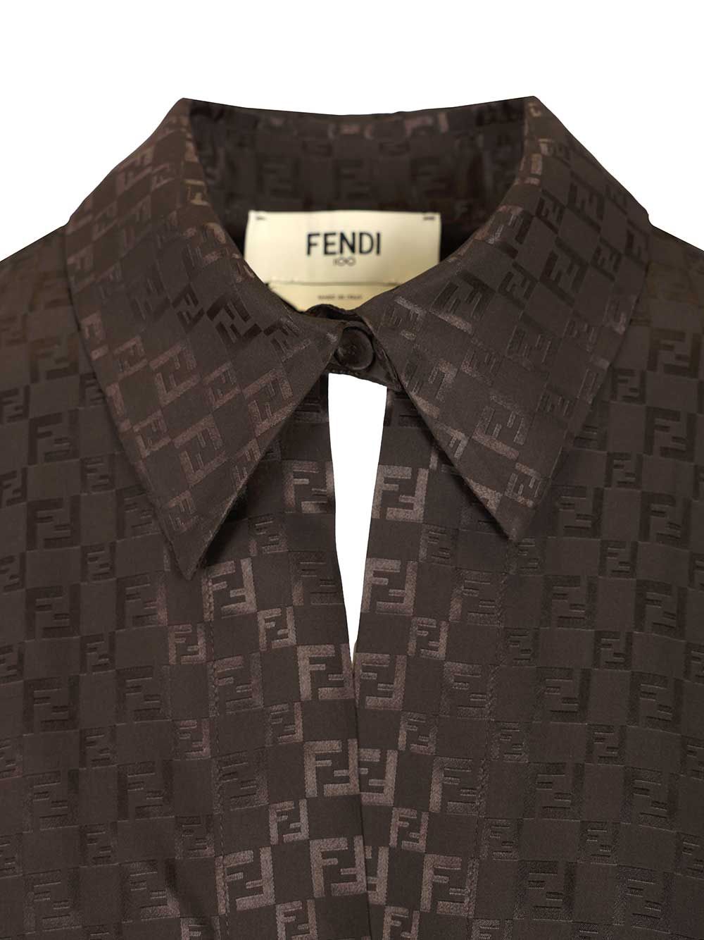 Fendi Ff Jacquard Silk Shirt Tops - Brown | f7bca67bbf7ebe310ad45164000bf993b1e795e2