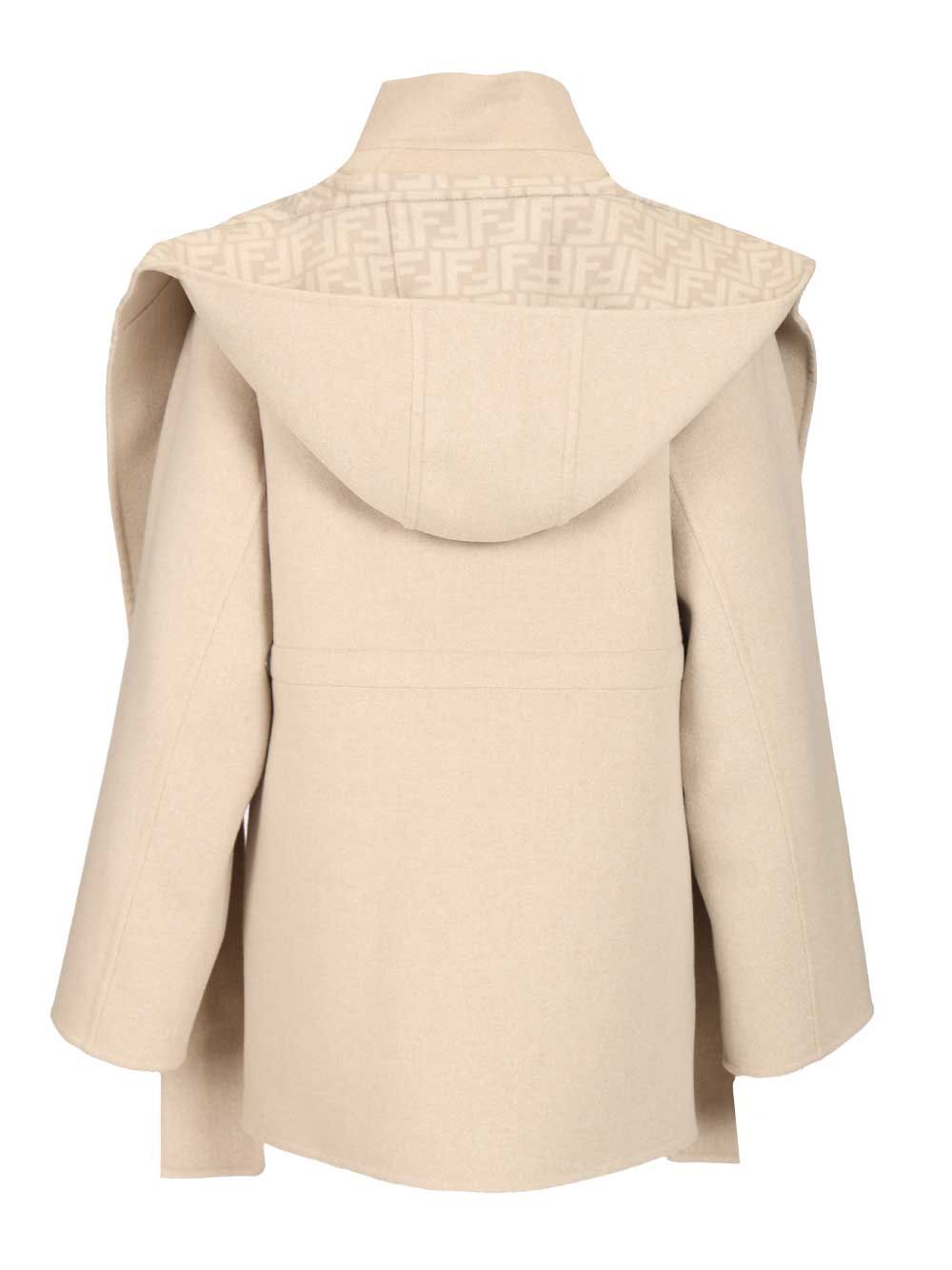 Fendi Wool Parka Coats - Beige | 4232fe7a60a2a7373d3457fd331611db4e4ae69a