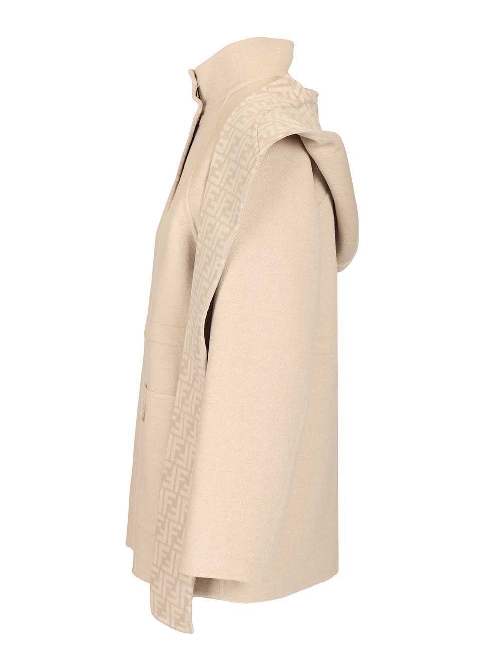 Fendi Wool Parka Coats - Beige | 88cd5871392717577294835a58ca81ed8b07998f