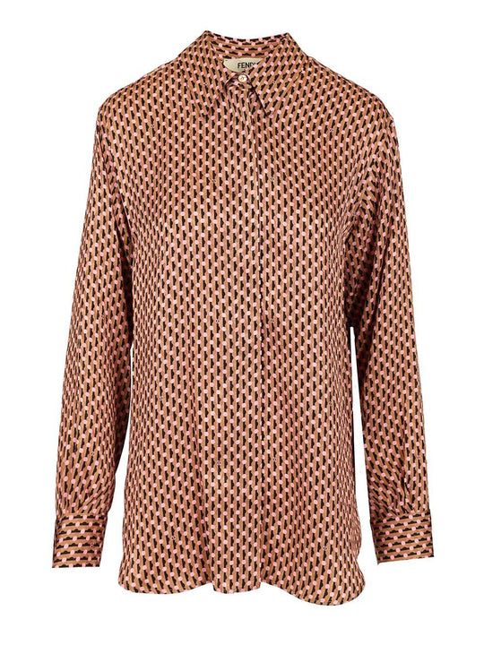 Fendi Dots Jacquard Silk Shirt Shirts Multicolor