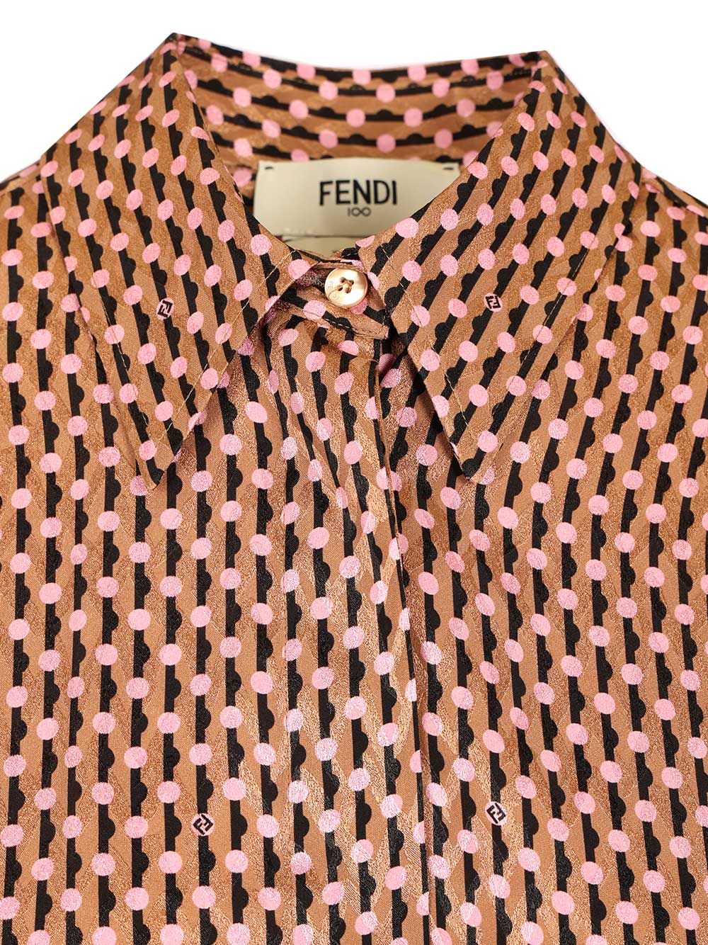 Fendi Fendi Dots Jacquard Silk Shirt Shirts - Multicolor | 8ec75a26ad0fa675c07c9fd1d39f7b197bd68811