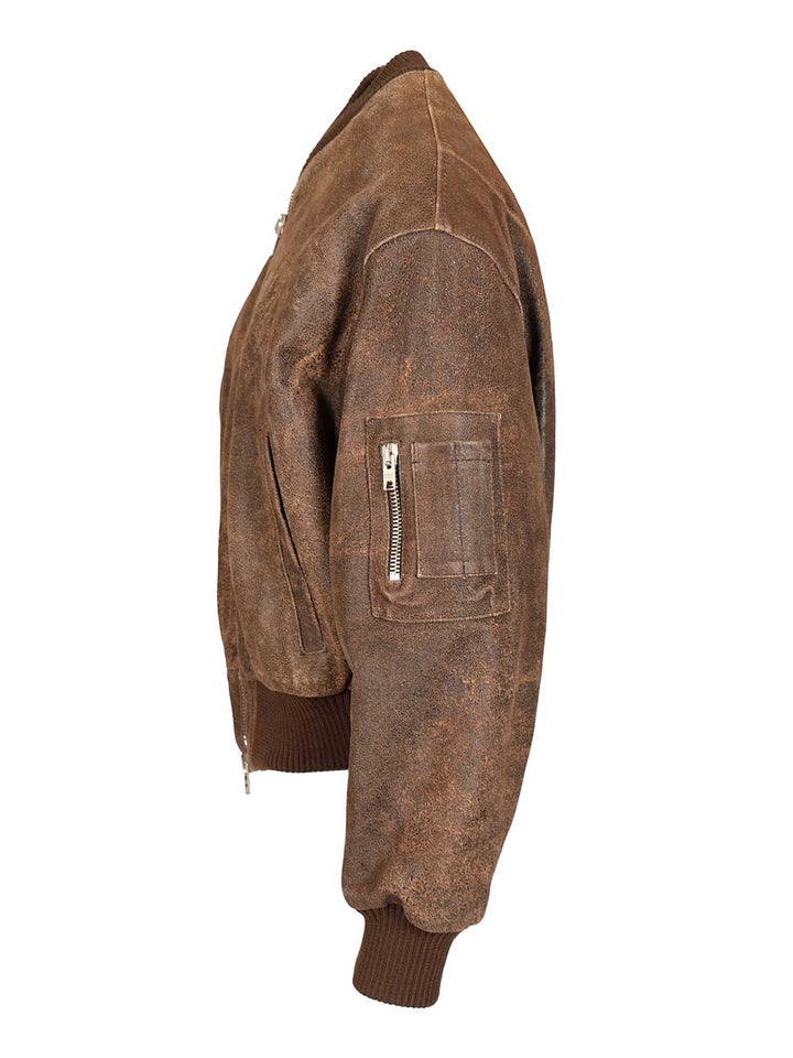 Dfour Leather Bomber Jacket Jackets - Brown | 1b2cb4df5f327800674485417da487019200356e