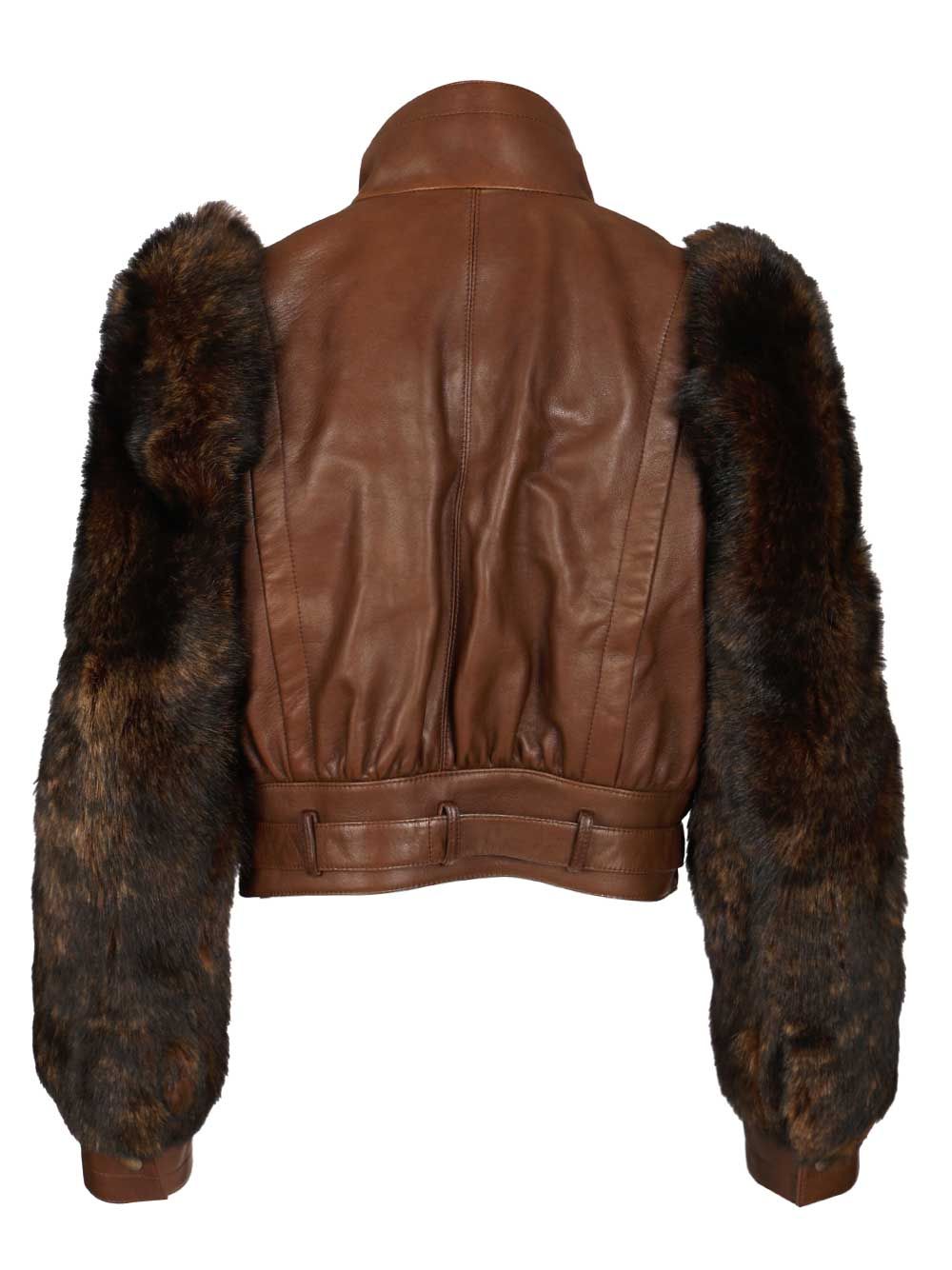 Chloe' Cropped, High-Necked Jacket Jackets - Brown | 9daac884078422a5838e391cc84ab2d418fdc39c