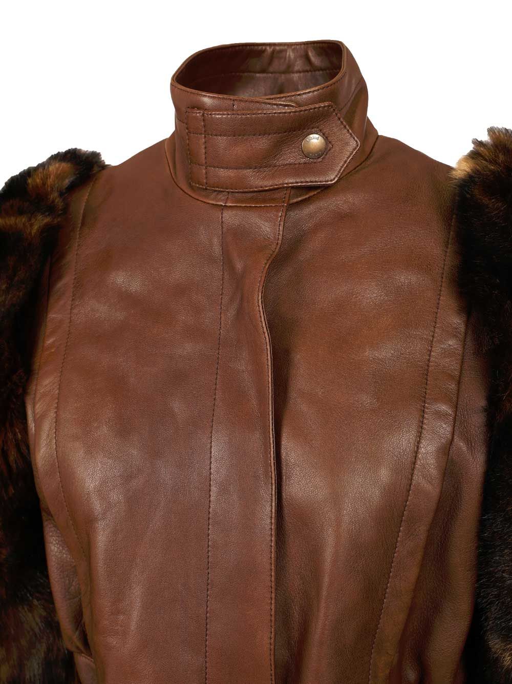 Chloe' Cropped, High-Necked Jacket Jackets - Brown | 4daebafe6088ca374ea846d25c823453232851c0