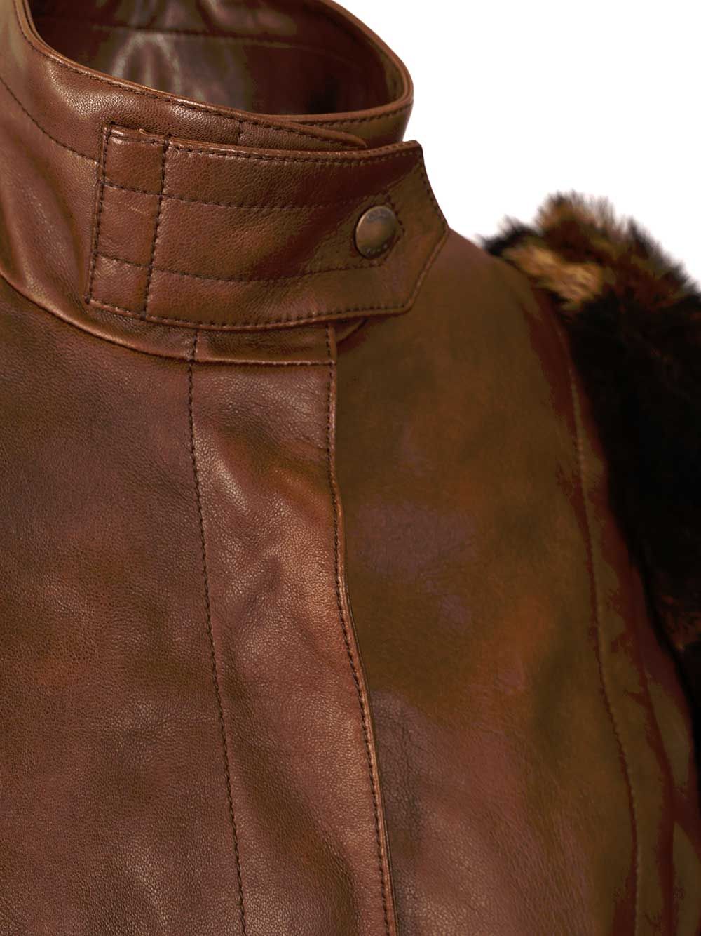 Chloe' Cropped, High-Necked Jacket Jackets - Brown | fd6939e796a56871f3f4c8908b753850f9a79687