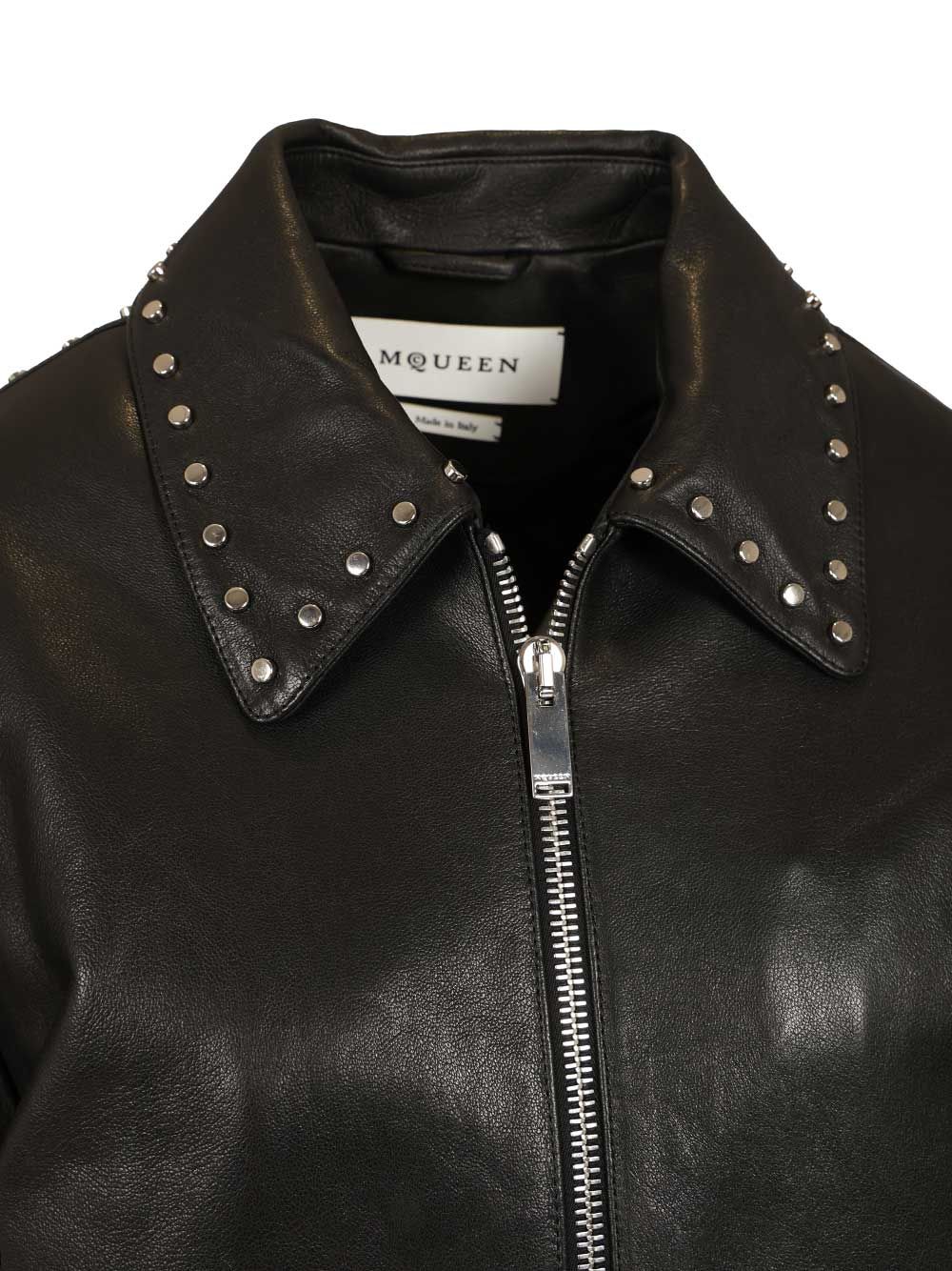 Mcqueen Leather Aviator Jacket Jackets - Black | 3490339caa01114f560a5e96feef33ba402ba8bc