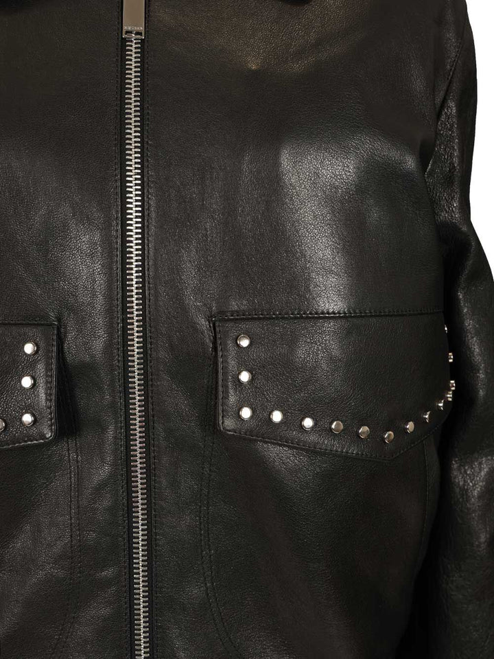 Mcqueen Leather Aviator Jacket Jackets - Black | 844e019129848d0b82e83ec74b8ed5bb4f71952e
