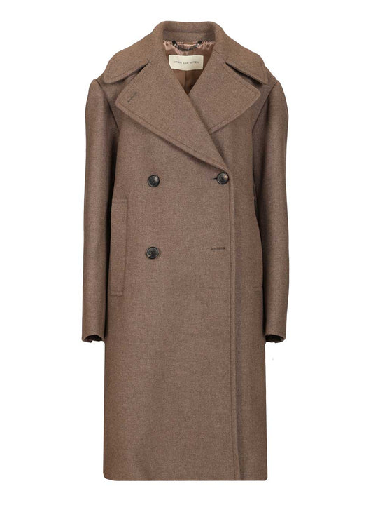 Oversized Double-Breasted Coat Coats Beige