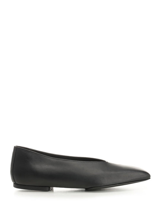 Leather Ballerinas Scarpe Basse Black