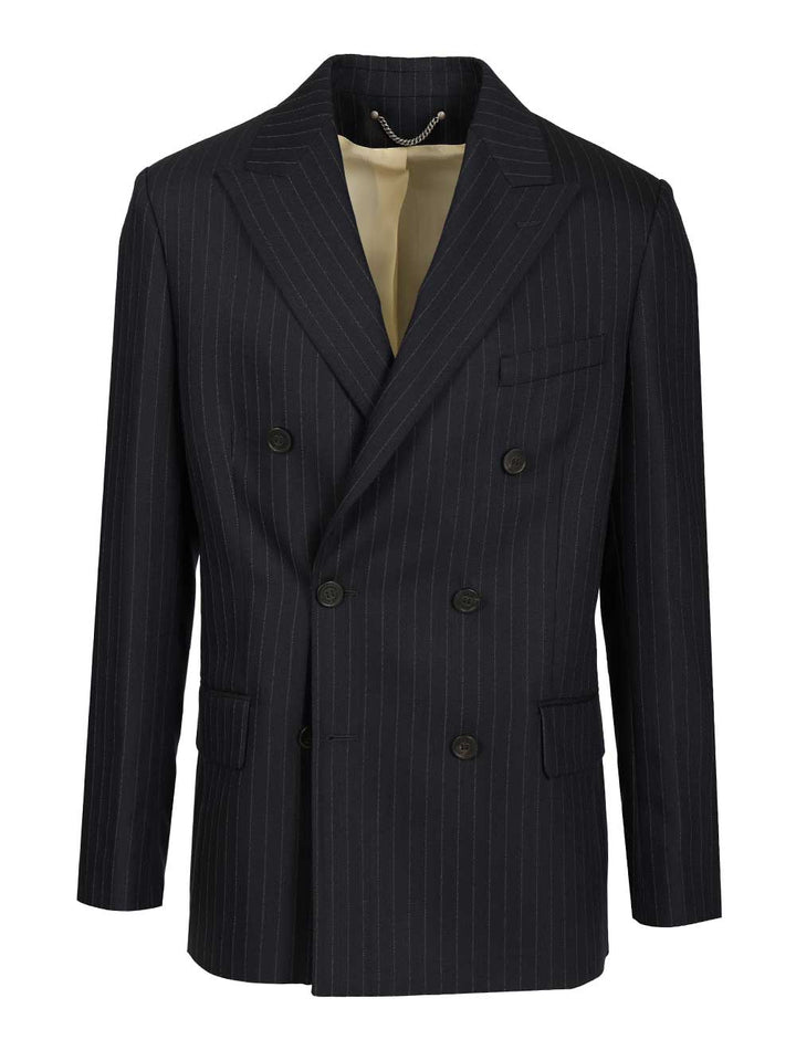 Golden Goose Deluxe Brand Double-Breasted Blazer In Pinstriped Jackets - Blue | 5a9d2e3f6a1358668309195e6e77d8095b1b072e