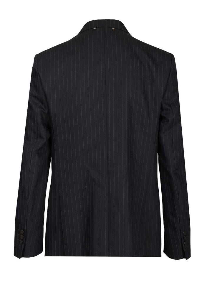 Golden Goose Deluxe Brand Double-Breasted Blazer In Pinstriped Jackets - Blue | dd88528679b94b8df74cab6779cccd8f6b8750c0