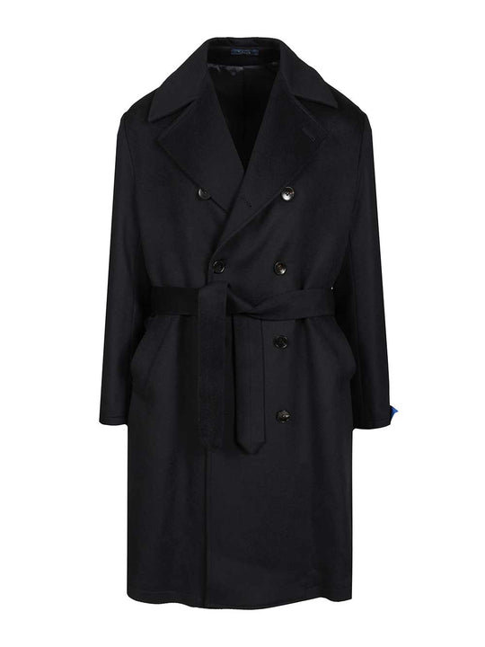 Double-Breasted Blue Cashmere Coat Coats Blue