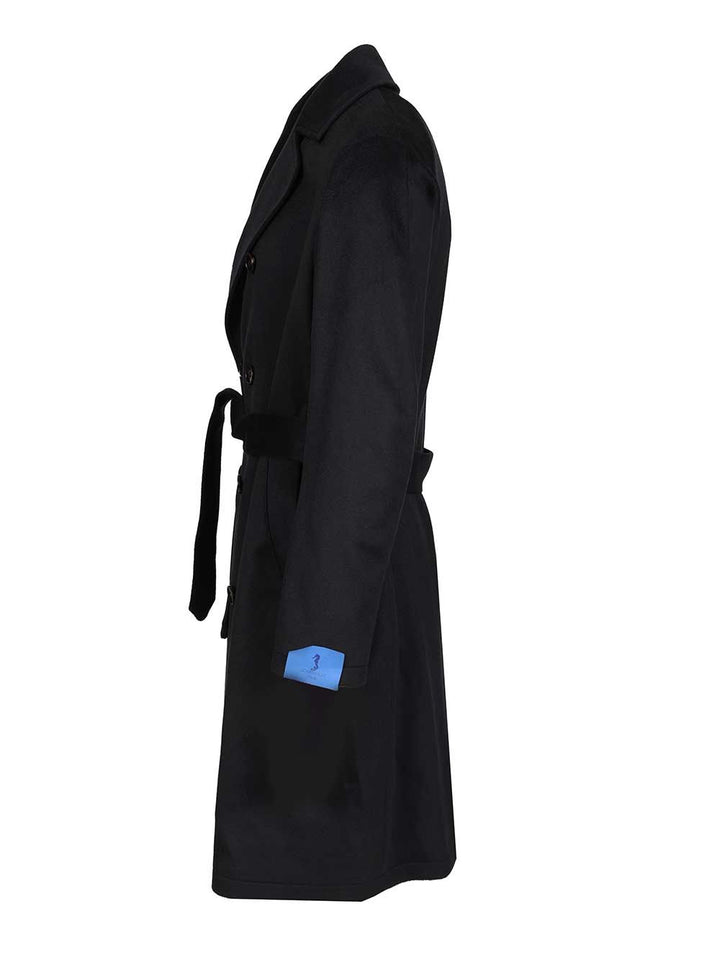 Guarinucci Double-Breasted Blue Cashmere Coat Coats - Blue | 61cada3febe87d78f3040a819f21bd6f91a30966