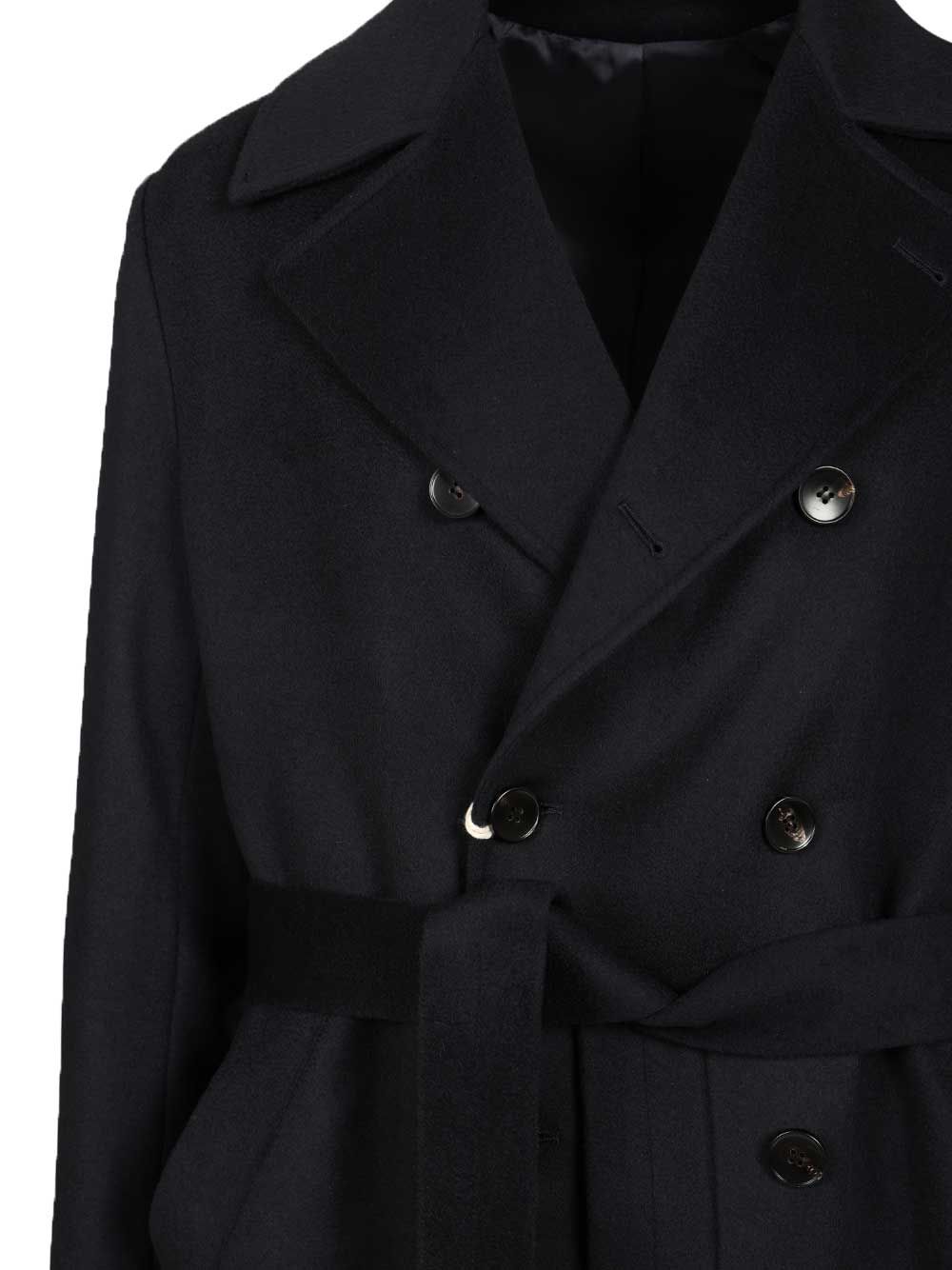 Guarinucci Double-Breasted Blue Cashmere Coat Coats - Blue | fb821a43f52d947a9bc9cce49066a9da4811fa64
