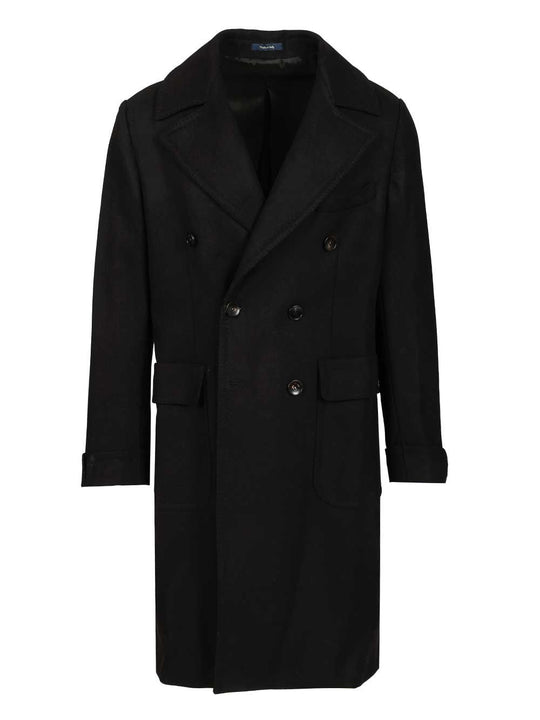 Double-Breasted Wool Coat Jackets Black