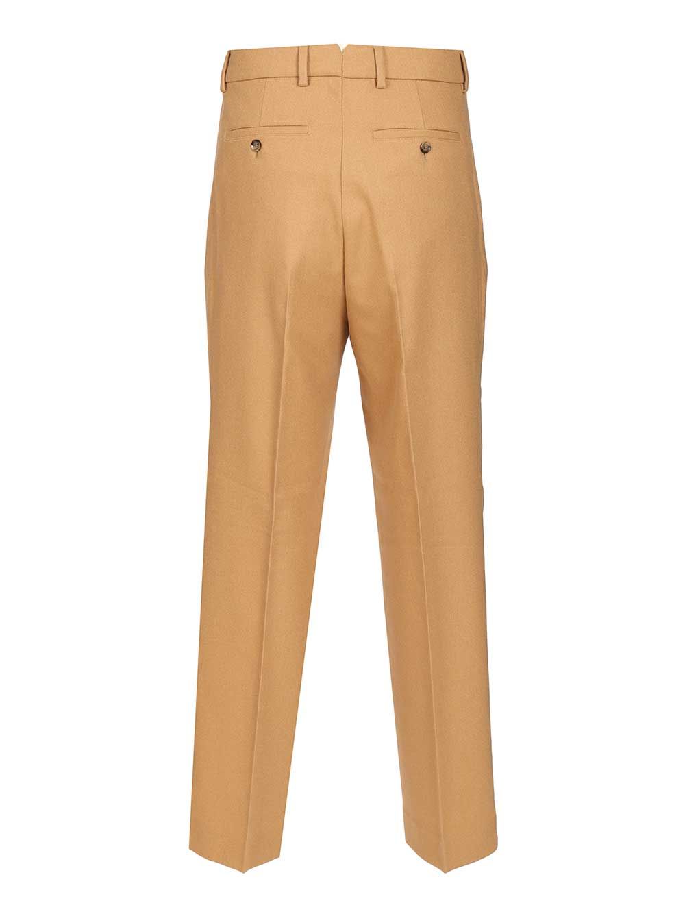 Ami Wide Leg Flannel Trousers - Beige | 455cb50397d839f3906baeaed65220cd7f79f027