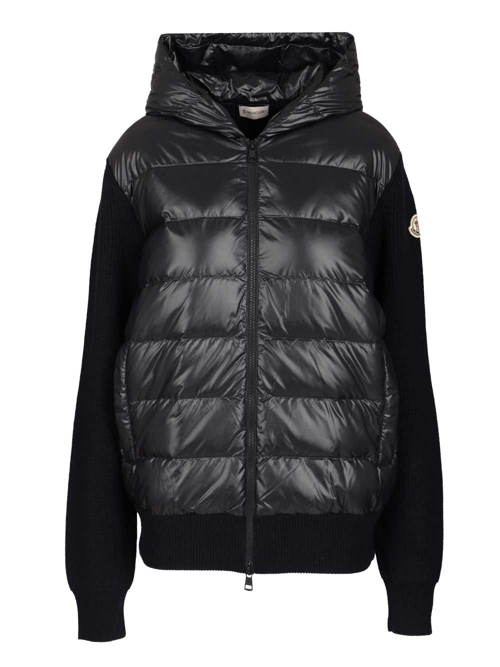 Moncler Padded Hoodie Knitwear - Blue | c2ae2bae043529995f64ce15a0ee61318535d949