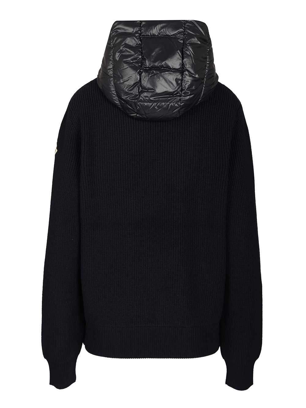 Moncler Padded Hoodie Knitwear - Blue | 8e160c6719aa55c17a090ca80e8b5b6960d05cde