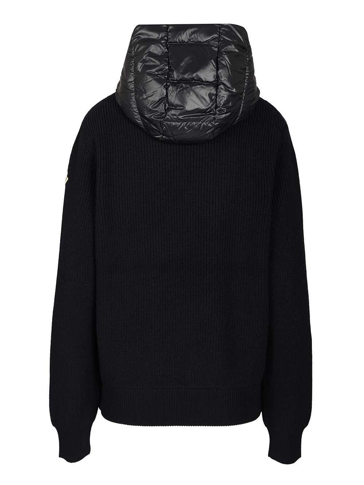 Moncler Padded Hoodie Knitwear - Blue | 8e160c6719aa55c17a090ca80e8b5b6960d05cde
