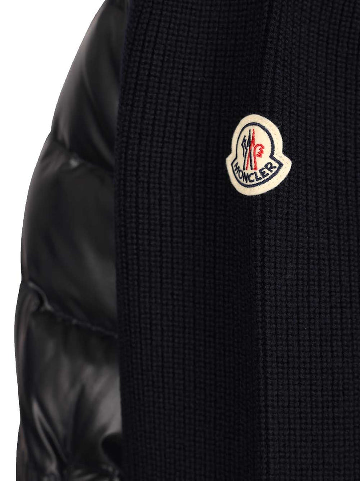 Moncler Padded Hoodie Knitwear - Blue | 5f183e8748747d68d83e0ec9f3050845cde5a008